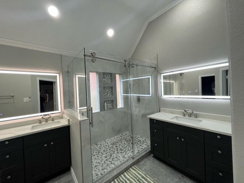 Modern bathroom with glass shower
